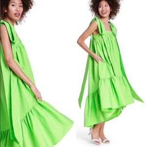 Christopher John Rogers for Target Green Tie Strap High-low Babydoll Dress S